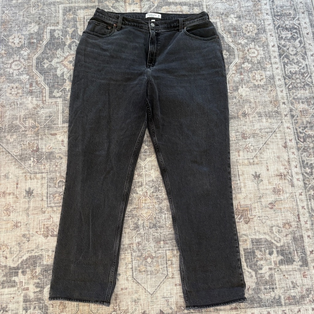 Abercrombie & Fitch curve love high rise 90s straight jeans black size 18s